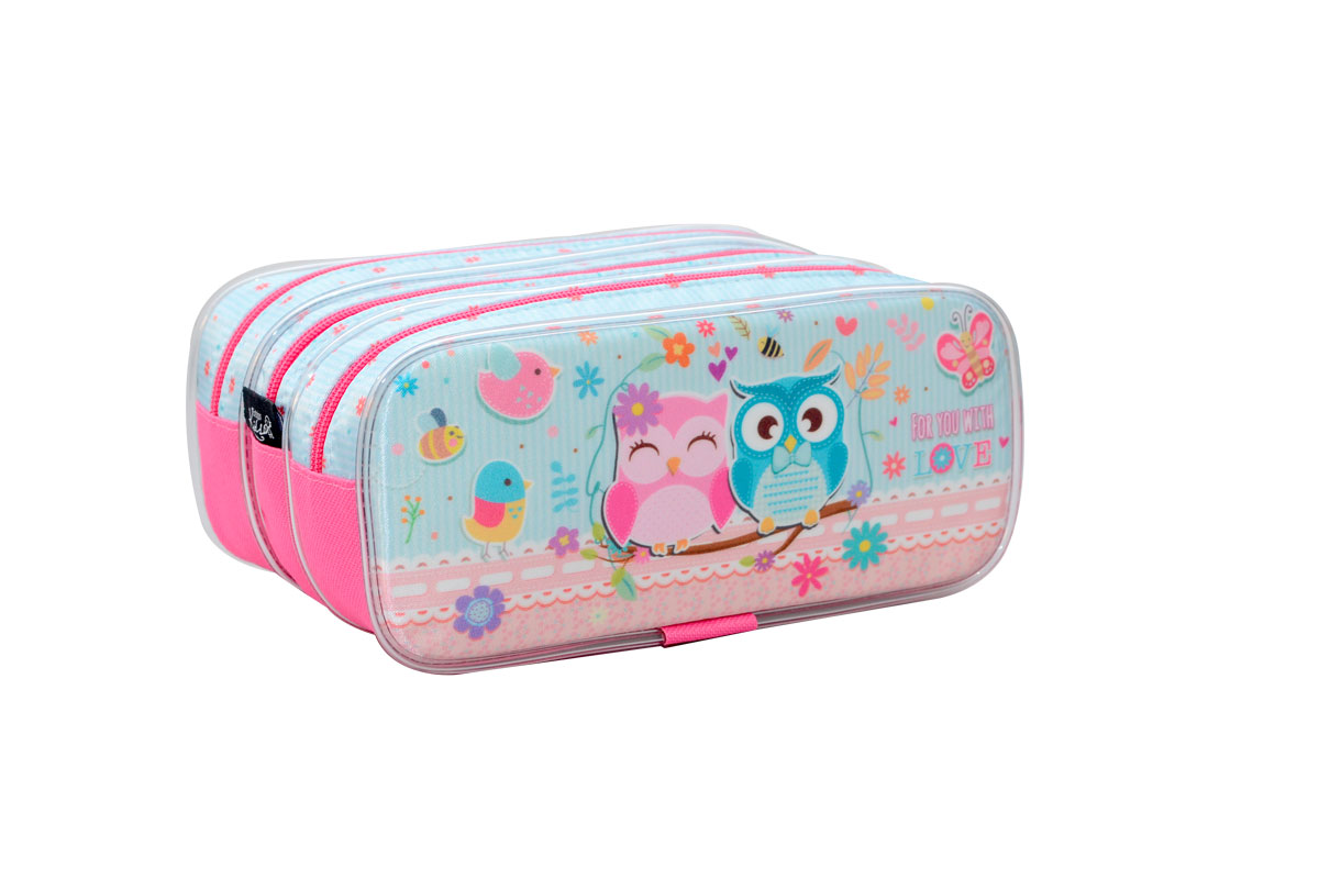 ESTOJO ESCOLAR TRIPLO WITH CORUJA ESTOJOS KIDS 