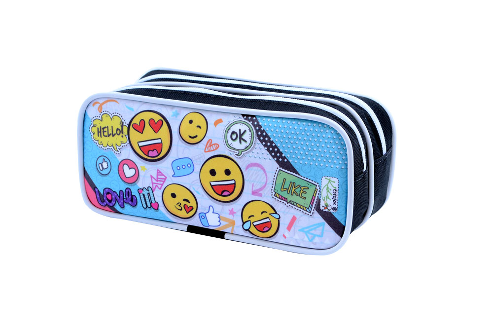 Estojo Escolar Duplo Emoji Estojos kids Pacote c/ 4 unidades