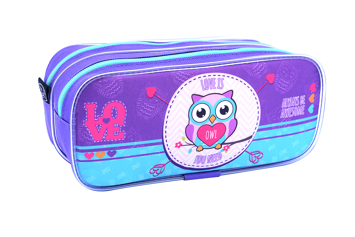 Estojo Duplo Coruja Estojos kids Pacote c/ 4 unidades